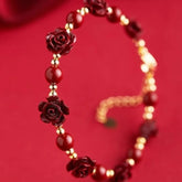 Cinnabar Rose Flower Fortune Bracelet - For Good Luck and Energy